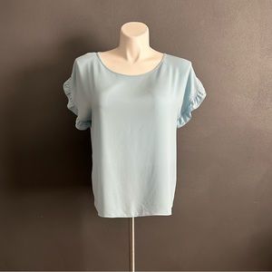 LOFT Light Blue Ruffle Sleeve Blouse